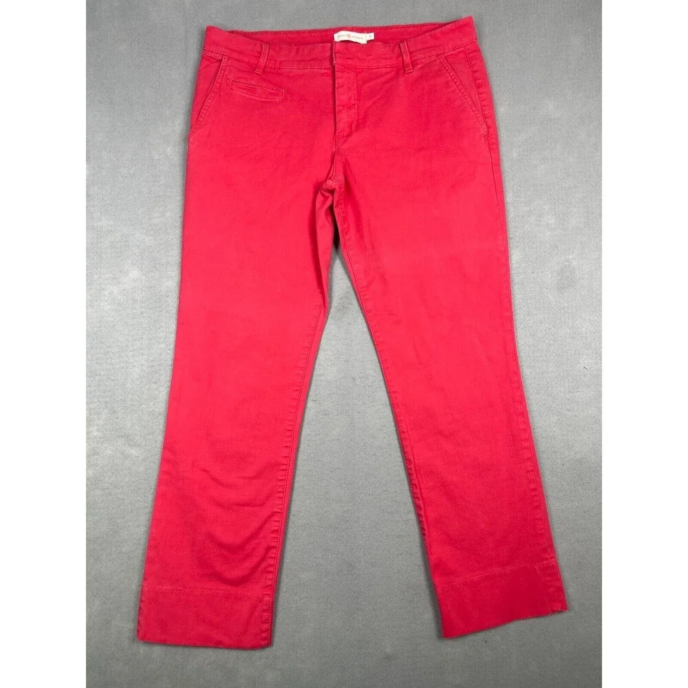 Tory Burch Chino Pants Womens‎ Size 30 Red Flat Front Straight Leg Cotton